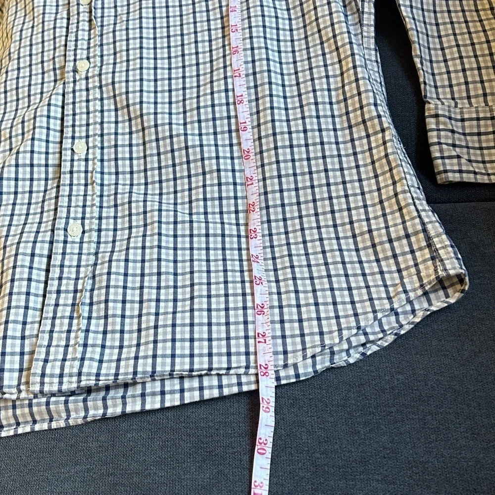 J. CREW Men's White and Blue Checkered Shirt